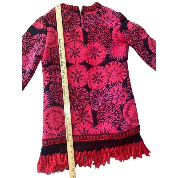 Hand-Made Artisan Crafted Micro Embroidered Red & Black Fringed Tunic Dress - Picture 13 of 16